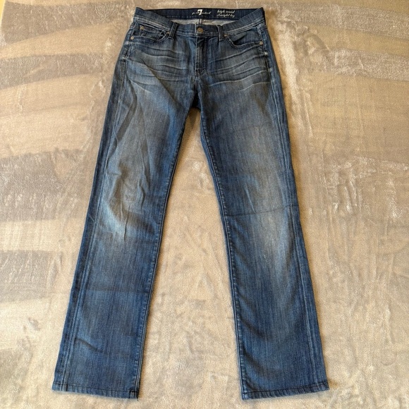 7 For All Mankind High-Waist Straight Denim Jeans - Picture 1 of 8